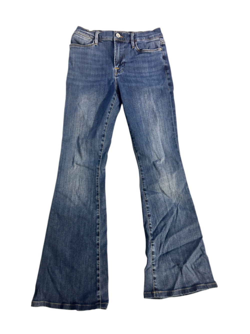 Women's FRAME Le High Flare Jeans, Blue, Size 28 - Picture 2 of 8